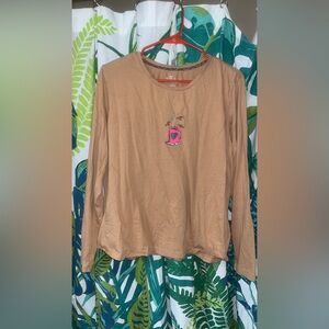 XL tan coffee long sleeved top